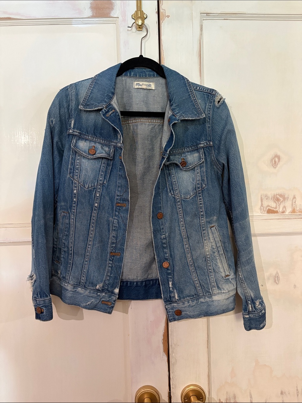 Madewell Faded Blue Distressed Denim Jacket